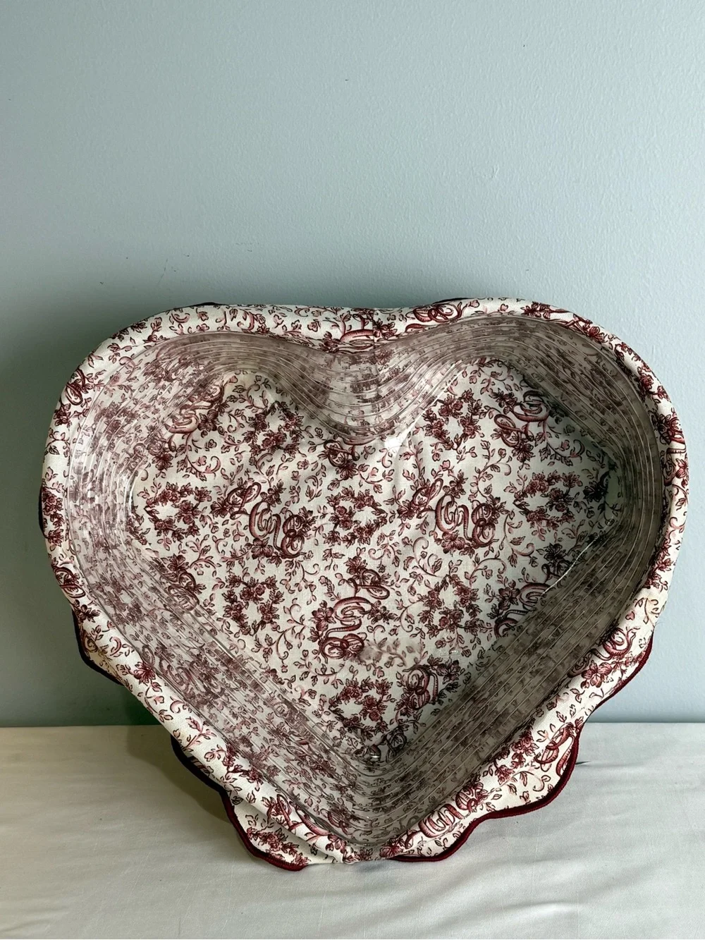Longaberger 1999 Heart Basket Set w Liner Protector Love Treasures USA